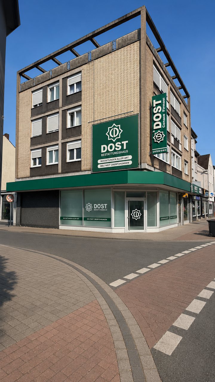 Straßenansicht des Bestattungshauses